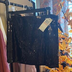 Blank NYC Shimmering Black Sequin Mini Skirt